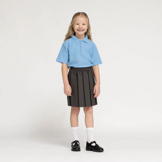Girls Box Pleat School Skirt - Grey
